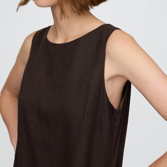 Linen-Blend Mini Shift Dress | Terra Brown | Size S | NWT | GAP - Picture 2 of 5